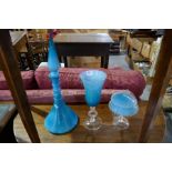 Three items of coloured glassware