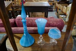 Three items of coloured glassware