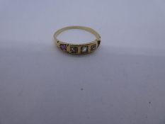 18ct yellow gold ring, ruby and diamond band, one stone missing , 1.8g approx. Gold content value es