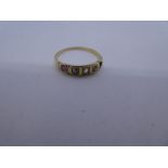 18ct yellow gold ring, ruby and diamond band, one stone missing , 1.8g approx. Gold content value es