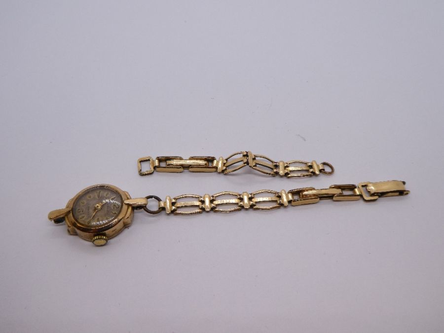 Two small 9ct gold cocktail watches, one with a rolled gold bracelet. Three other watches also i - Image 2 of 3