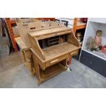 Vintage Oak roll top desk of small proportions