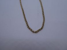 9ct yellow gold belcher chain, 52cm, marks worn, 7g approx