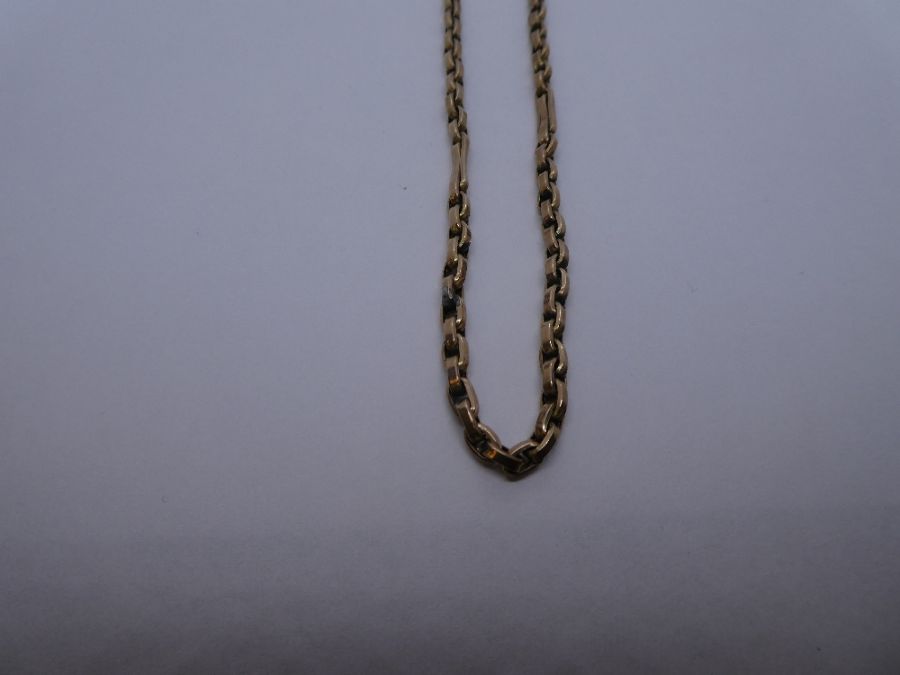 Antique 9ct rose gold watch chain, with loop catch and T bar, marked 375, 31cm, 15.1g approx. Gold c