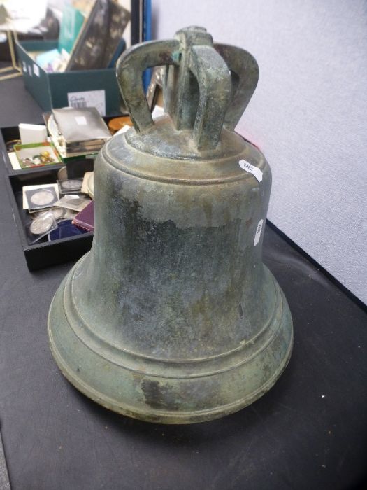 A late 19th century Crown top bronze bell, possibly by J. Warner, height 30cms - Image 5 of 16