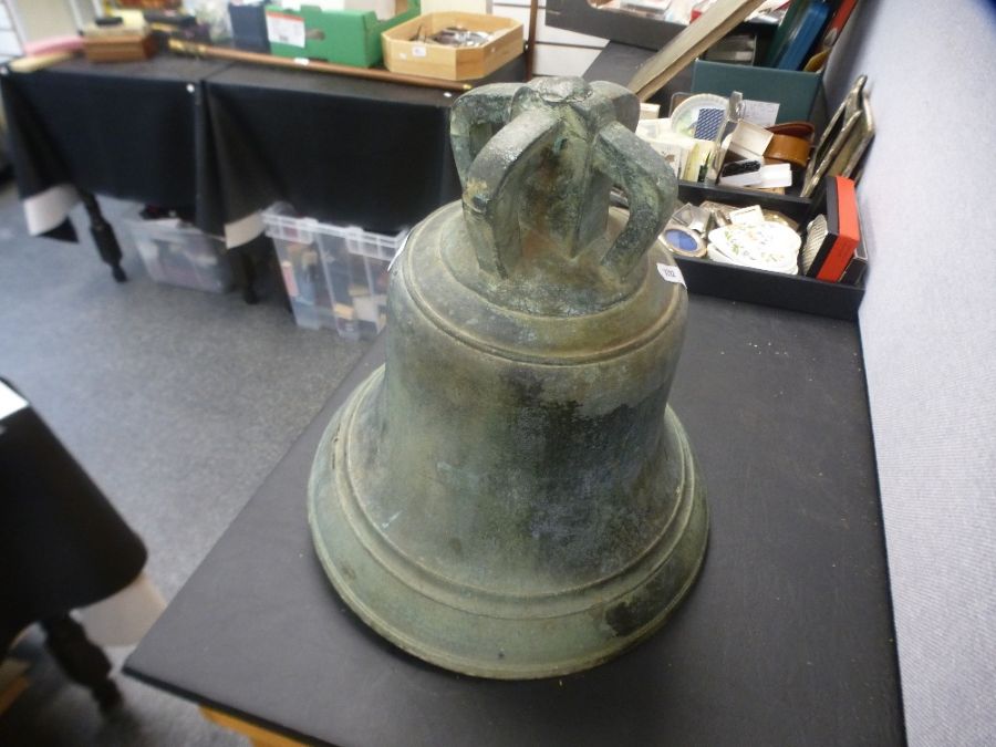 A late 19th century Crown top bronze bell, possibly by J. Warner, height 30cms - Image 2 of 16