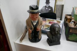 A Royal Doulton Winston Churchill Toby Jug and other Churchill items