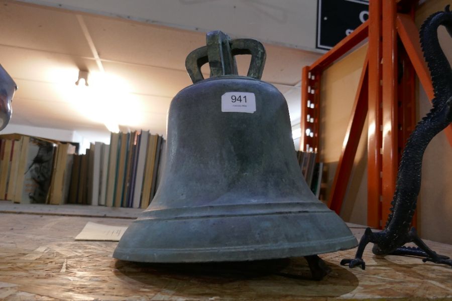 A late 19th century Crown top bronze bell, possibly by J. Warner, height 30cms - Image 14 of 16