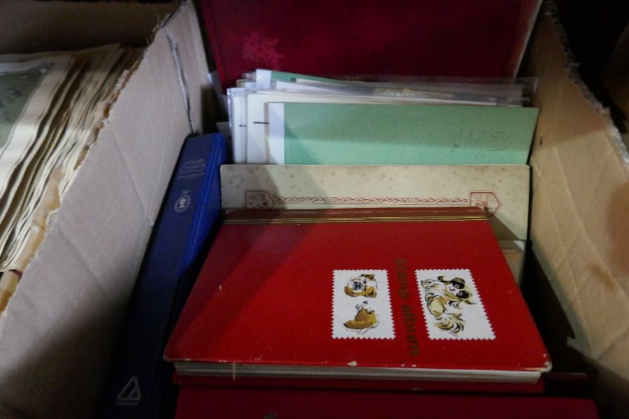 Four boxes of World stamps in albums, pages and loose - Image 8 of 9