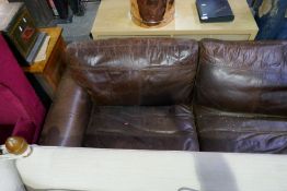 Modern brown leather sofa