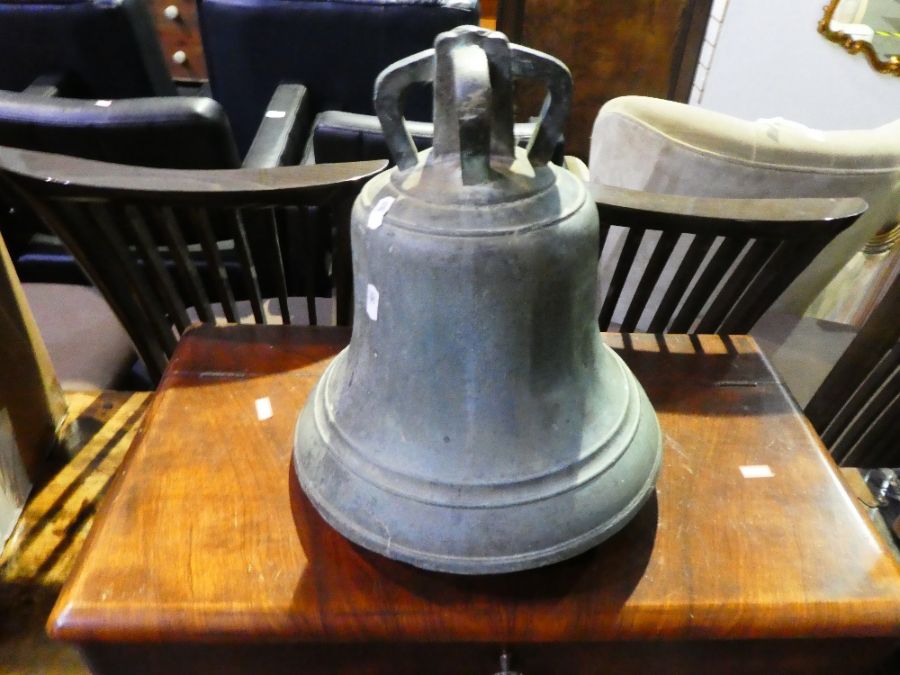 A late 19th century Crown top bronze bell, possibly by J. Warner, height 30cms - Image 12 of 16