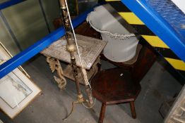 An Edwardian corner chair, a spinning chair and sundry