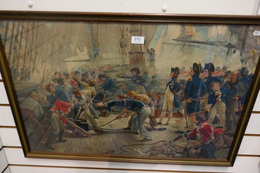 After W.H Overend a 19th century coloured print of Nelson on his flagship in the Battle of Trafalgar - Image 7 of 11