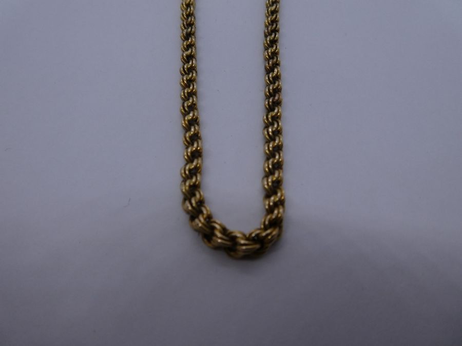 14K yellow gold chain, with circular ring clasp, possibly Austrian. marked 14, 34cm, 15.1g approx. G