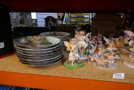 A quantity of fairy style resin figures by Christine Haworth and a quantity of collectors plates