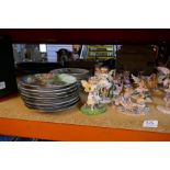 A quantity of fairy style resin figures by Christine Haworth and a quantity of collectors plates