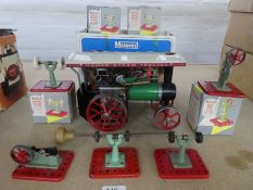 Mamod TE1A Traction engine to include box and steering rod and a quantity of steam accessories