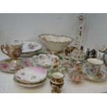 A quantity of Dresden floral decorated items other similar items and a small quantity of Japanese Sa