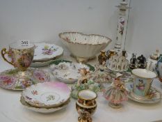 A quantity of Dresden floral decorated items other similar items and a small quantity of Japanese Sa