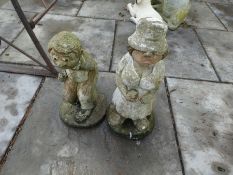 Two garden figures of Andy Capp characters