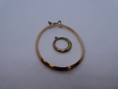 9ct yellow gold bangle, with safety chain, marked 375, 5.5cm diam, 4.8g approx. Gold content value