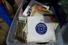 A bag and a box of various 45 rpm ,