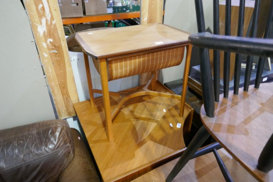 A Parker Knoll teak corner unit, a nest of teak coffee tables, a table and chairs and one other item - Image 6 of 6