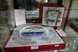 A Queen Elizabeth II Commemorative charger and beaker, in original boxes