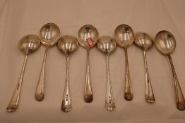 Eight silver soup spoons, hallmarked Sheffield 1931- 33, Viners Ltd, 20.13ozt approx