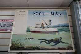 A large vintage painted boat hire sign