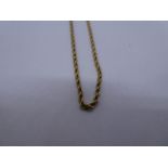 9ct yellow gold rope twist necklace AF, marked 375, 2g approx. Gold content value estimate given at