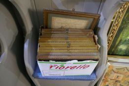 A box of maps framed and a Victorian dressing mirror