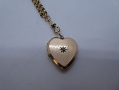 Antique 9ct yellow gold long belcher chain hung with 9ct front and back heart shaped bracelet, with