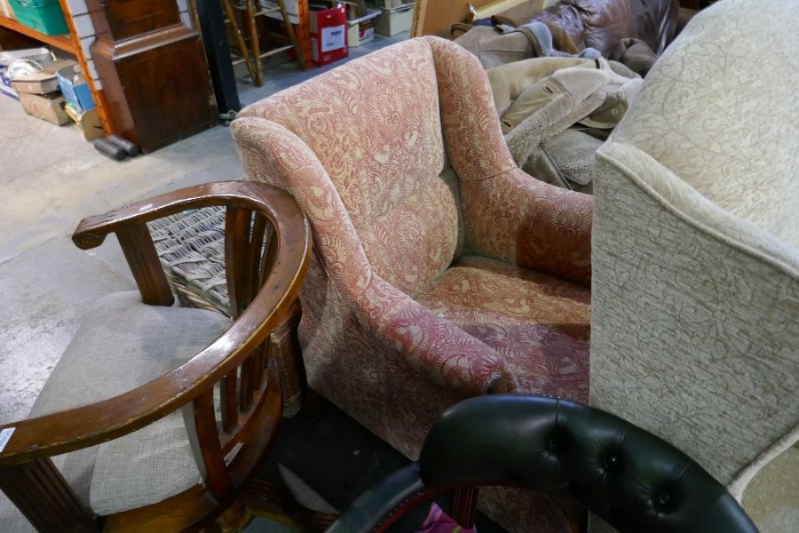 An antique armchair having carved legs and a later wing armchair - Image 4 of 4