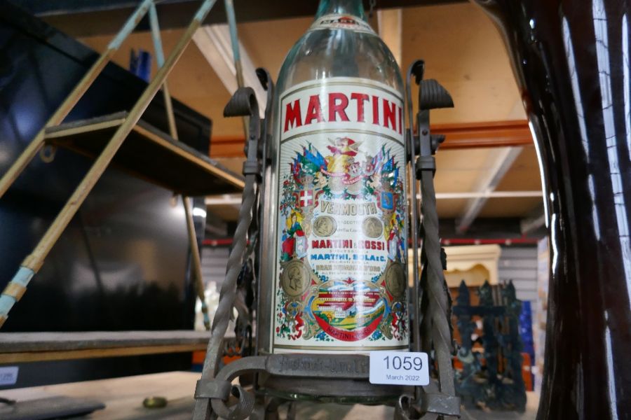 Large Martini bottle in wrought stand, scratch built shelves, large vase - Image 4 of 6