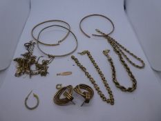 Quantity of 9ct yellow gold jewellery, all AF, including bangles, bracelets, earrings, etc, 38.4g ap