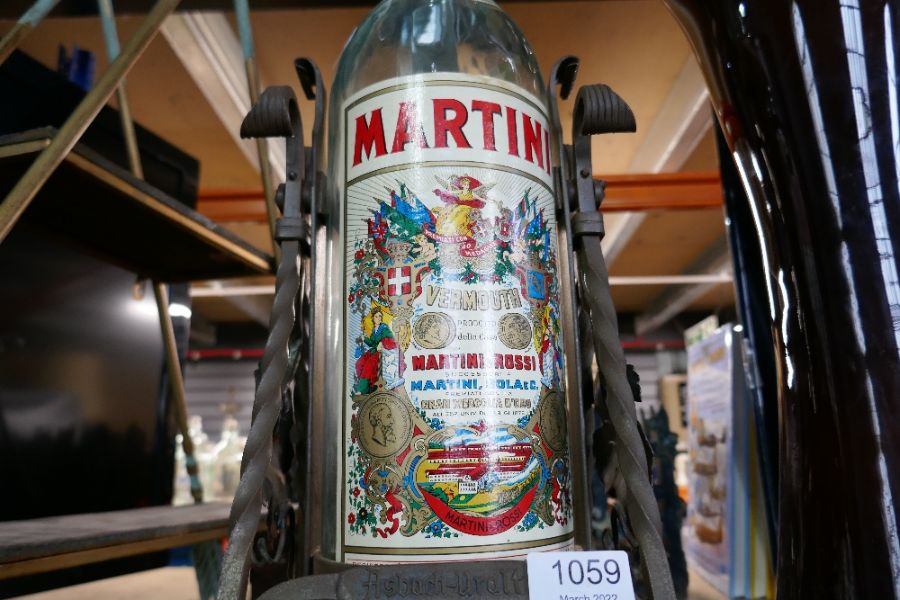 Large Martini bottle in wrought stand, scratch built shelves, large vase - Image 6 of 6