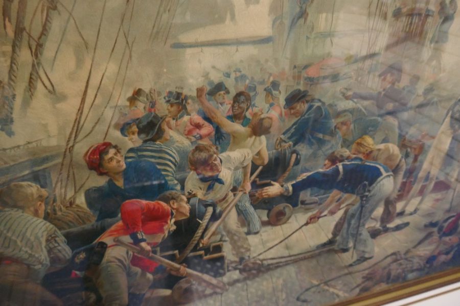After W.H Overend a 19th century coloured print of Nelson on his flagship in the Battle of Trafalgar - Image 8 of 11