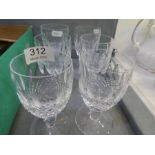 Six Waterford colleen pattern wine glasses, height 12cms approx