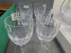 Six Waterford colleen pattern wine glasses, height 12cms approx