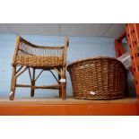 A Childs wicker chair and basket