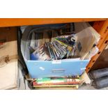 A box of mixed ephemera including postcards, books, etc and P & O Steam Navigation Company case