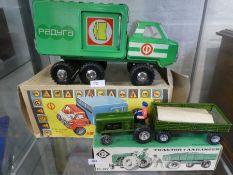 CKO Kellerman tractor & trailer with driver figure, boxed and Russian steel clockwork lorry boxed