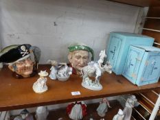 A Royal Doulton Long John Silver character jug, another Beswick example. Two Lladro figures and a Be