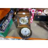 Urgos mahogany cased mantle clock and vintage barometer