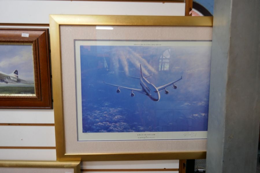 A selection of prints and paintings depicting aircraft, some pencil signed, one depicting Concorde - Image 3 of 4