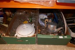 Two boxes mixed china and glass, to include large Royal Worcester tureen, crystal and box of vintage