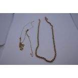 Collection of 9ct gold chains to include ropetwist example, AF, marked 375, 7.4g approx. Gold conten