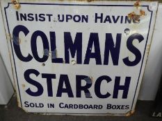 Vintage enamel sign for Colman's Starch 97 x 92cm