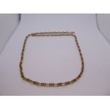 9ct yellow gold box design necklace 375, approx 22g, 52cm. Gold content value estimate given at the